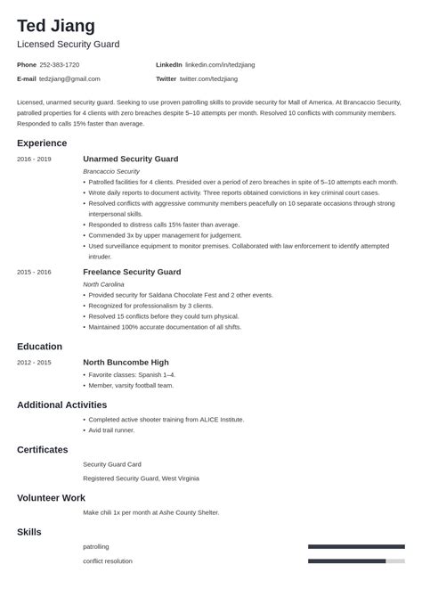 Security Guard Resume—Examples and 25+ Writing .